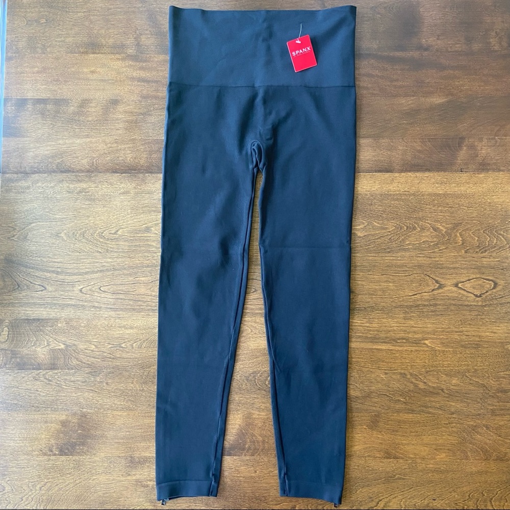 Spanx Plus Size 1X Seamless Side Zip Leggings Black NEW